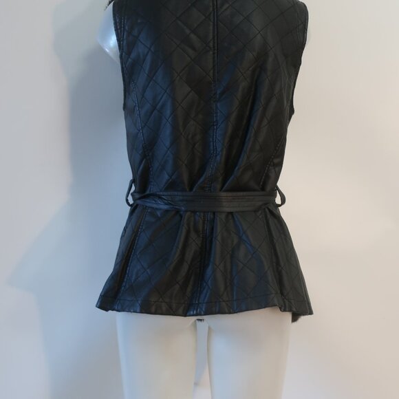 Womens Alberto Makali Black, Brown Leopard Faux Leather & Faux Fur Vest XL - Picture 9 of 10